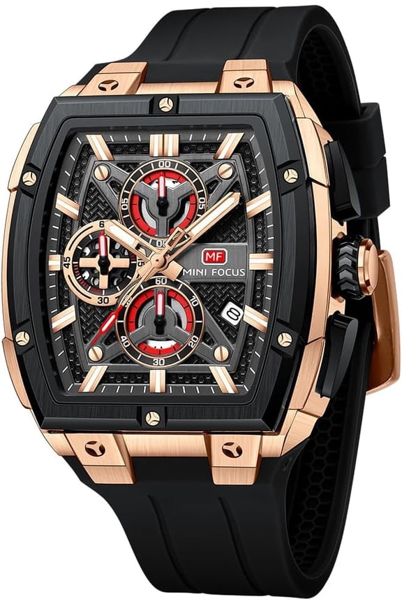 Men's Watch Analog Fashion Wrist Watch, Skeleton Tonneau Watch for Men with Chronograph,Ideal for Sports Enthusiasts and Daily Wear