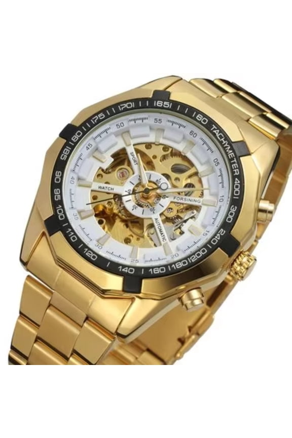 Men's Watch Automatic Mechanical Watch Skeleton Watch Stainless Steel Watch Open Heart Dial Sport Style Analog Wristwatch Unique Fashion Watch Business Casual Watch Gift for Men