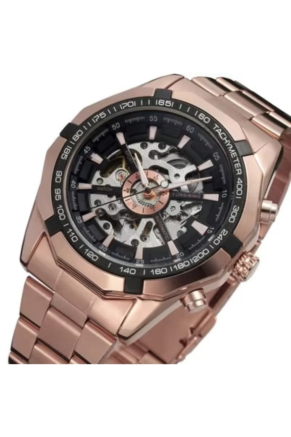 Men's Watch Automatic Mechanical Watch Skeleton Watch Stainless Steel Watch Open Heart Dial Sport Style Analog Wristwatch Unique Fashion Watch Business Casual Watch Gift for Men