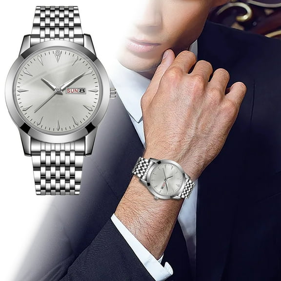 Men's Watch Business Wear Watch Casual Stainless Steel Night Light Men's Two Color Watch