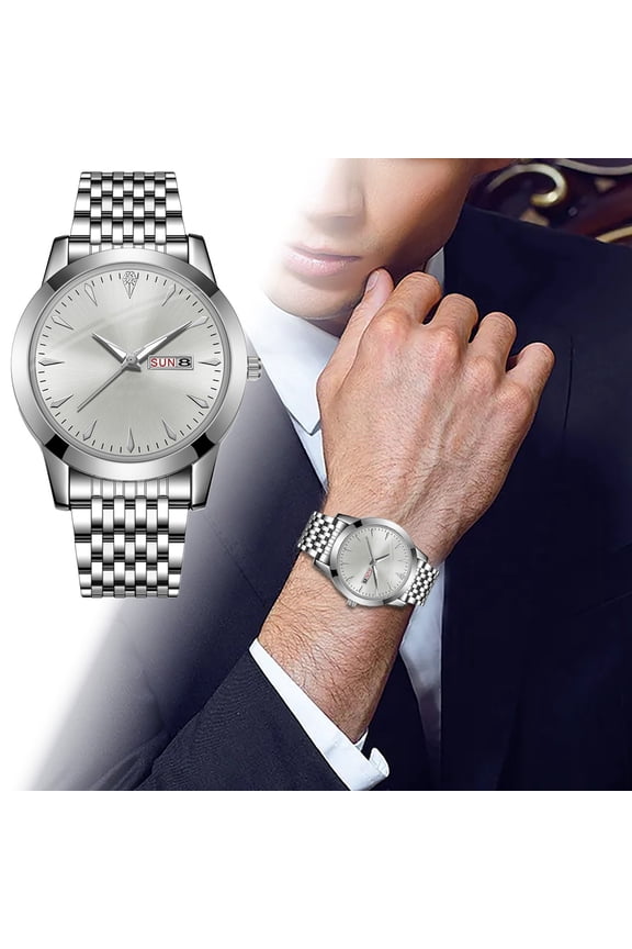 Men's Watch Business Wear Watch Casual Stainless Steel Night Light Men's Two Color Watch