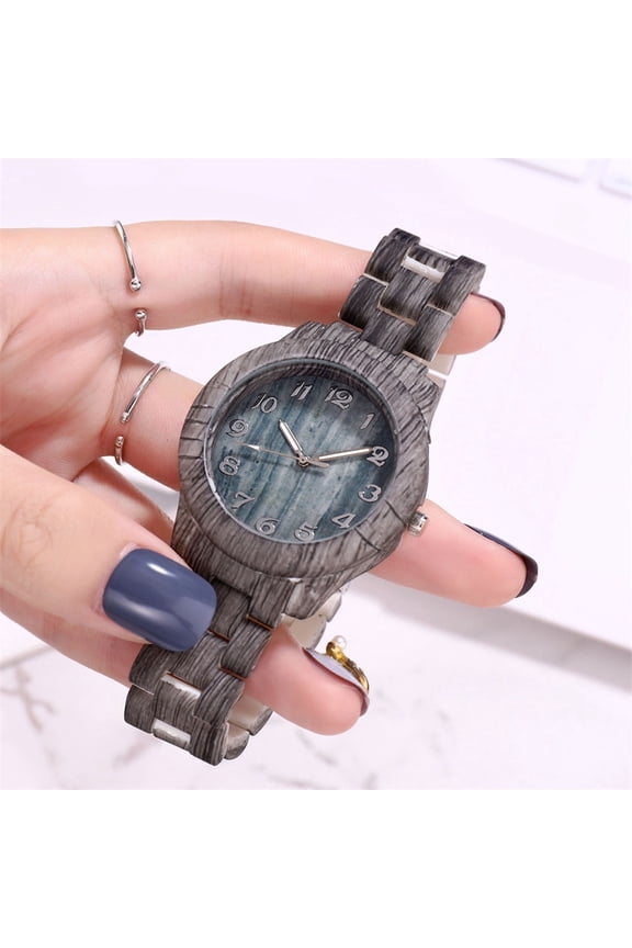 Men's Watch, Czzoypi High-End Fashion Wood Grain Digital Quartz Watch, Round Dial Pin Buckle Wristwatch Stylish Gift for Men