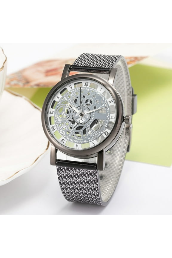 Men's Watch, Czzoypi Stainless Steel Chronograph Business Watch, Water Resistant Quartz Analog Wristwatch with Date Calendar Leather Strap, Black