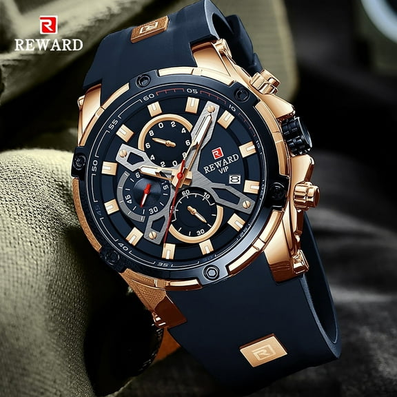 Men's Watch Fashion Tonneau Wrist Watches (Chronograph/Waterproof/Luminous/Calendar) Silicon Strap Quartz Watch for Men