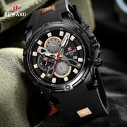 Mens Watch Fashion Wrist Watches Chronograph Waterproof Luminous Calendar Silicone Strap Quartz Watch for Men