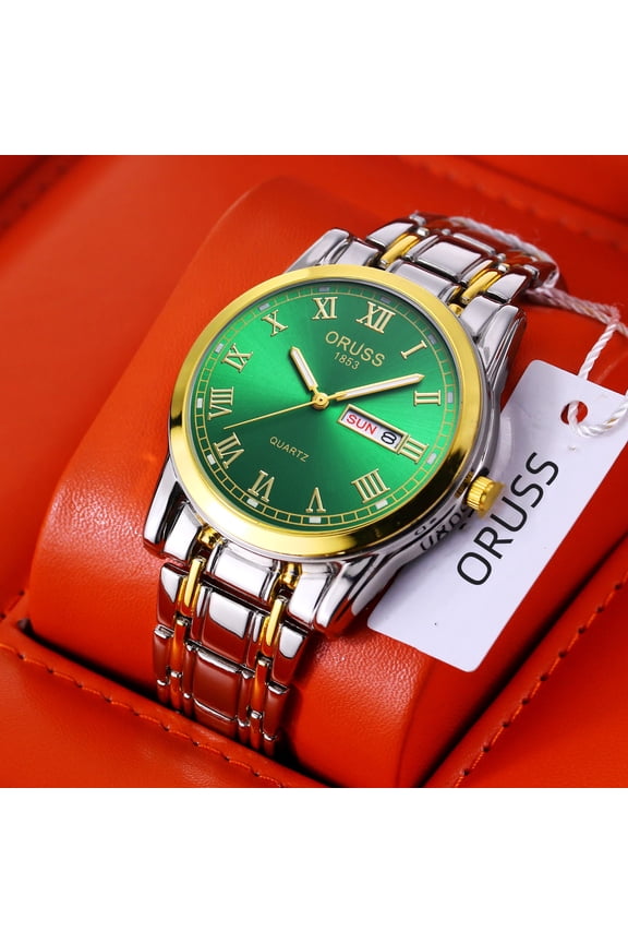 Men's Watch Quartz Watch Men's Wristwatch Fashion Versatile Waterproof Luminous Dual Calendar Roman Numerals Personalized Men's Watch Business