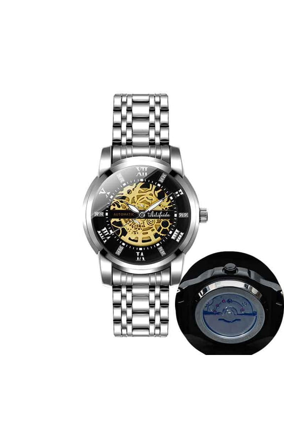 Men's Watch Quartz Watch Skeleton Watch Men's Back Cover Visible Butterfly Clasp Fashion Business Trend Men's Watch Wristwatch Men's Watch