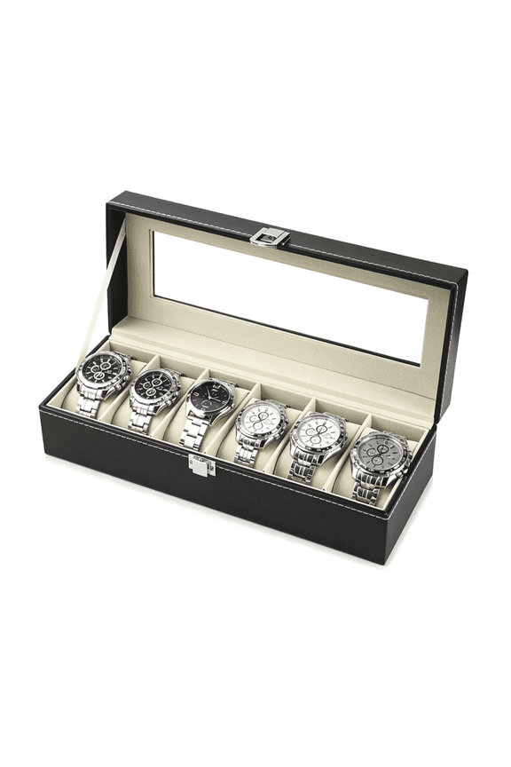 Men's Watch Storage Case, 6 Watch Organizer Box For Watch Display