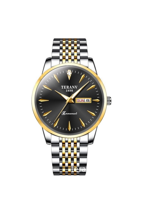 Men's Watch Thin Fashion Men's Business Simple Watch Dual Calendar Luminous Quartz Watch Non-Mechanical Waterproof Steel Band Wristwatch Trendy Men's Watch