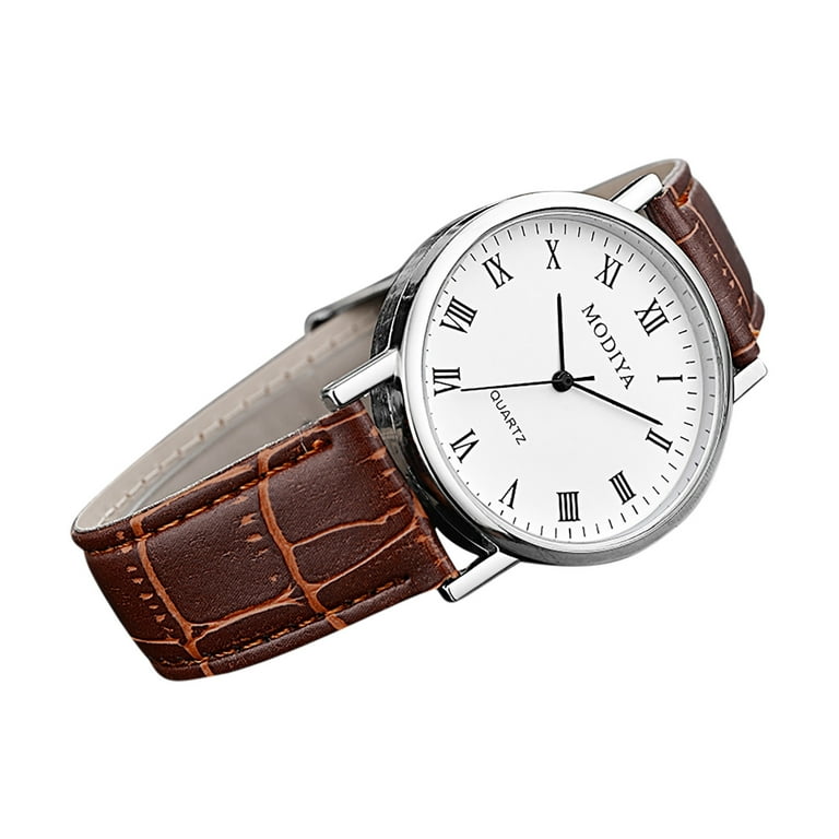 Men s Watch with Velcro Strap Men s Watches Leather Straps Men s Large Dial Dual Time Zone Watch Leather Straps Trend Creative Dial Roman Scale Belt Classic Calendar Strap Men s Watch Gift Walmart