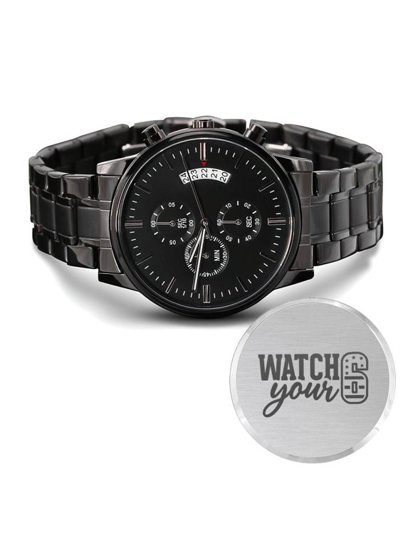Men's Watch Your Six Engraved Multifunction Policeman Men's Watch Stainless Steel W Copper Dial