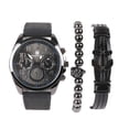 thumbnail image 1 of Men's Watch and 2 Bracelets Set | Beaded Stone Bracelet & Leather Wristband Bangle Bracelet Gift Set, 1 of 7