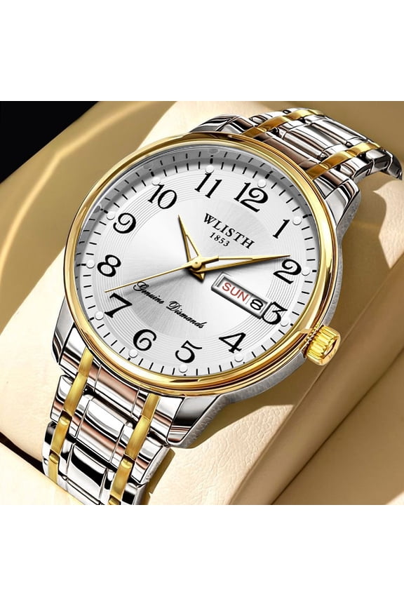 Men's Watch for Middle-aged and Elderly Men, Large Digital Display Waterproof Quartz Watch, Elderly Watch, Men's Business Fashion Watch