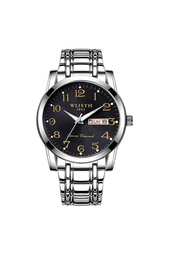 Men's Watch with Dual Calendar, Luminous Function, Large Numbers, Water-Resistant Quartz Digital Watch for Men