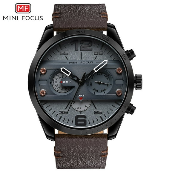 Men's Watches Leather Strap Quartz Wristwatches Waterproof Chronograph Watch MF0068G