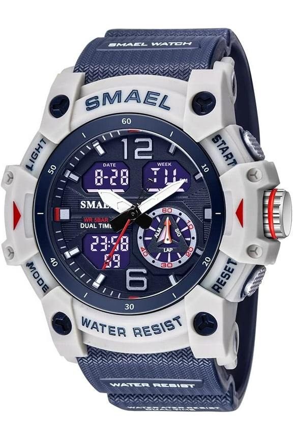 Men's Watches Outdoor Sports Waterproof Military Watch Large Face Tactical Digital Analog Wrist Watch Date Multi Function Led Alarm Stopwatch for Men