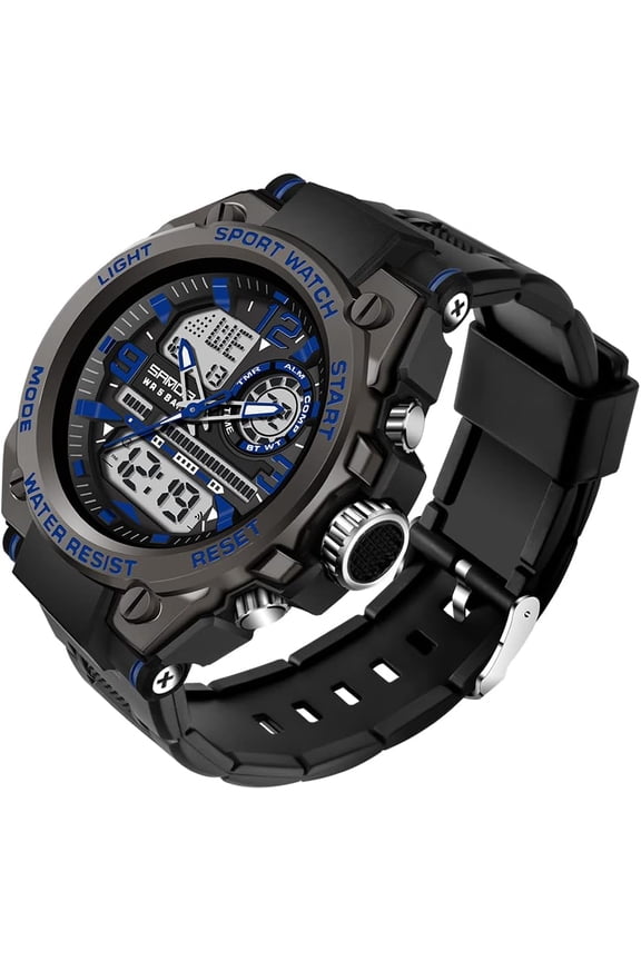 Men's Watches Outdoor Sports Waterproof Military Watch Tactical Digital Analog Wrist Watch Date Multi Function Led Large Face Alarm Stopwatch for Man