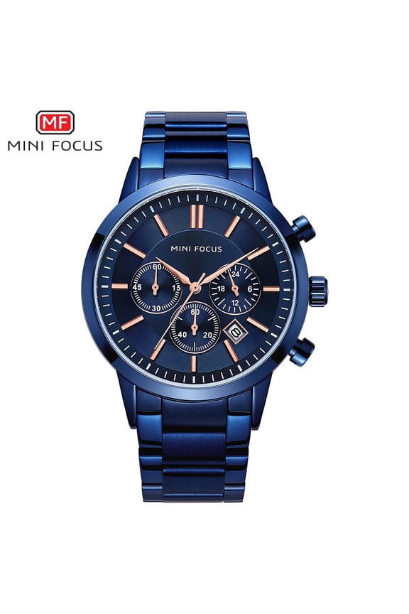Men's Watches Quartz Wrist Watch Men Waterproof Stainless Steel Blue