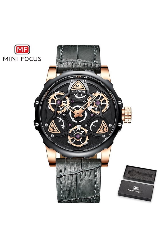 Men's Watches Sport style Men's Quartz Watch Blue Leather Strap 30M Waterproof