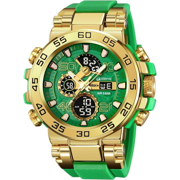 Men's Watches Sports Military Watches Waterproof Color Designer Large Face Digital Analog Tactical Outdoor Men's Wristwatches-Chronograph Dual Time LED Alarm Stopwatch