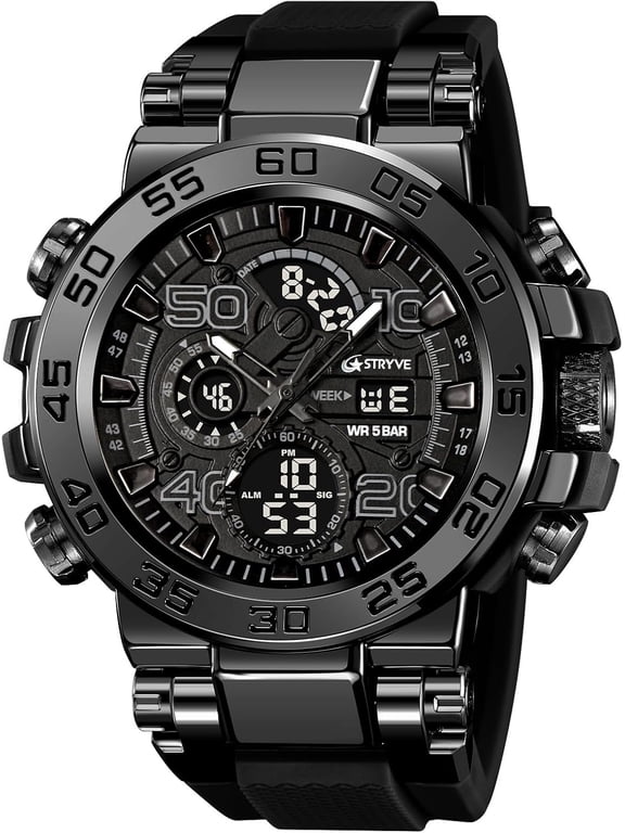 Men's Watches Sports Military Watches Waterproof Color Designer Large Face Digital Analog Tactical Outdoor Men's Wristwatches-Chronograph Dual Time LED Alarm Stopwatch