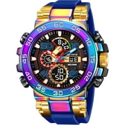 Mens Watches Sports Military Watches Waterproof Color Designer Large Face Digital Analog Tactical Outdoor Mens Wristwatches-Chronograph Dual Time LED Alarm Stopwatch