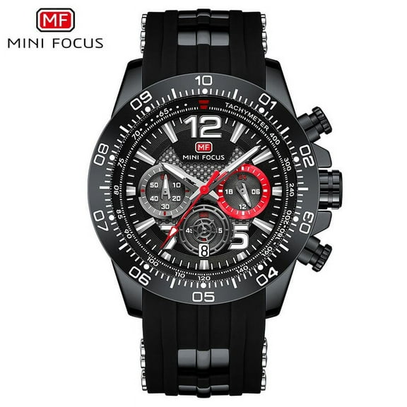 Men's Watches Sports Multifunction Sub-Dials Chronograph Luminous Hands Waterproof Wristwatches Silicone Strap
