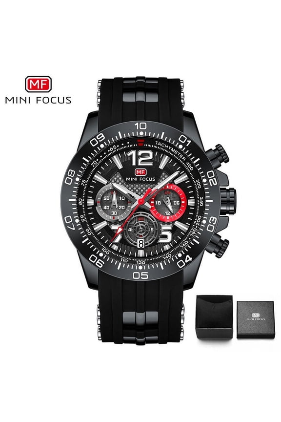 Men's Watches Sports Multifunction Sub-Dials Chronograph Luminous Hands Waterproof Wristwatches Silicone Strap