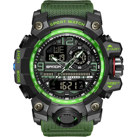Men's Watches Sports Outdoor Waterproof Military Watch Date Multi Function Tactics LED Face Alarm Stopwatch for Men 3133