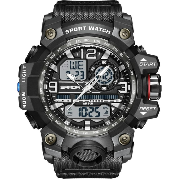 Men's Watches Sports Outdoor Waterproof Military Watch Date Multi Function Tactics LED Face Alarm Stopwatch for Men 3133