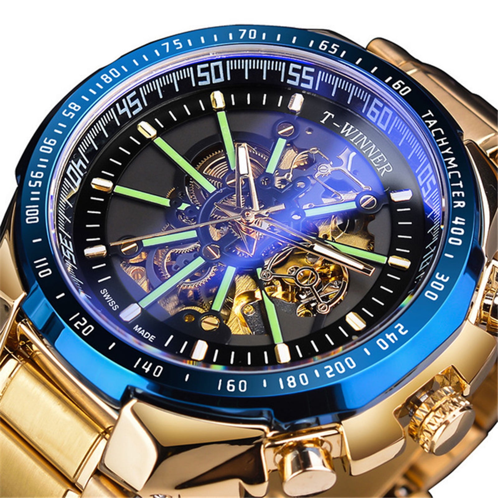 Men's Watches, TSV Mechanical Skeleton Automatic Self-Winding Wristwatch  for Men, Fashion Business Dress Stainless Steel Waterproof Luminous Wrist 