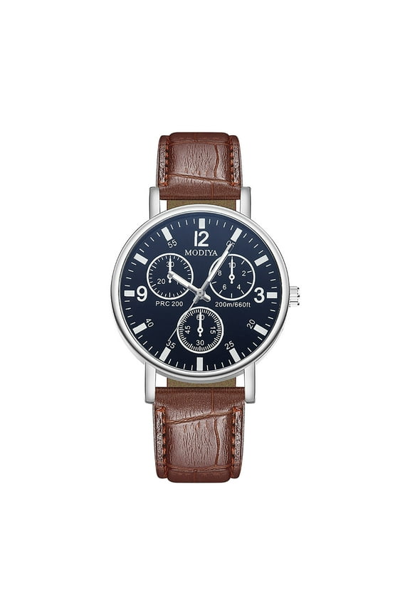 Men's Watches, Usavan Fashion Leather Analog Alloy Quartz Wrist Watch, Casual Round Stainless Steel Dial Glass Window Timepiece for Men