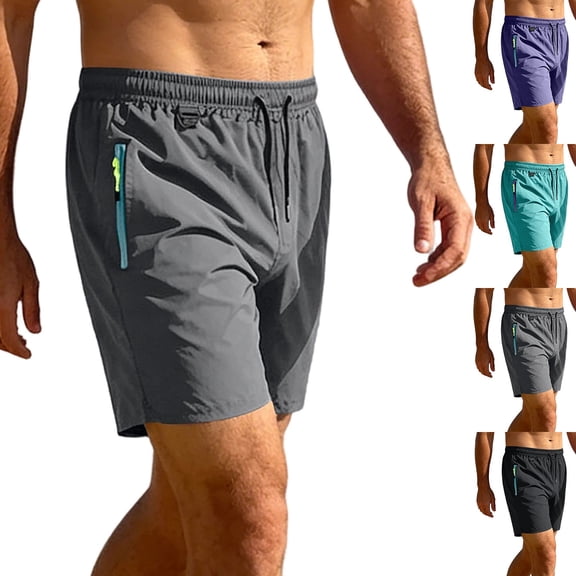 Men's Water Repellent Beach Swim Shorts, Secure Zipper Pockets Adjustable Drawstring Elastic Waist Wrinkle Resistant Straight Cropped Pants for Swimming Surfing Summer | TruHer,Black L