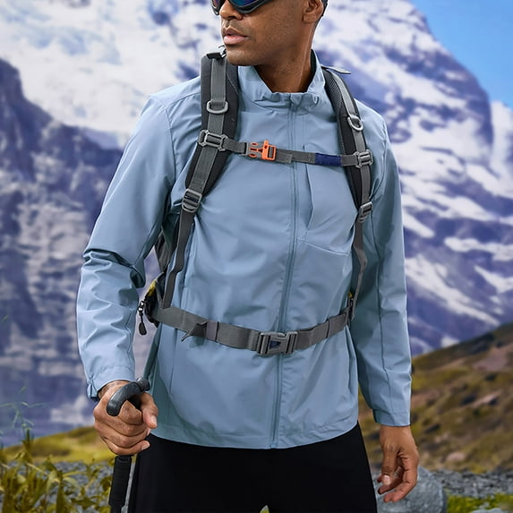 Men's Water Repellent Jacket Solid Color Zipper Pocket Long Sleeve Outdoor Sport Run Climb Lightweight