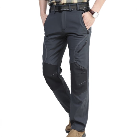 Men's Water-Repellent Windproof Fleece Lined Outdoor Pants 5 Pockets