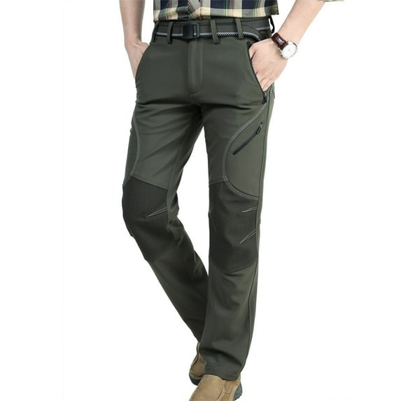 Men's Water-Repellent Windproof Fleece Lined Outdoor Pants 5 Pockets