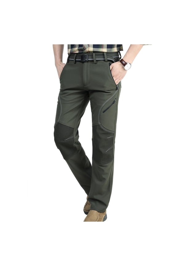 Men's Water-Repellent Windproof Fleece Lined Outdoor Pants 5 Pockets