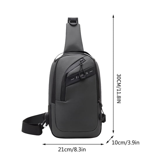 Men's Water-Resistant Chest Bag with USB Charging Port Large Capacity Crossbody Backpack for Travel Work