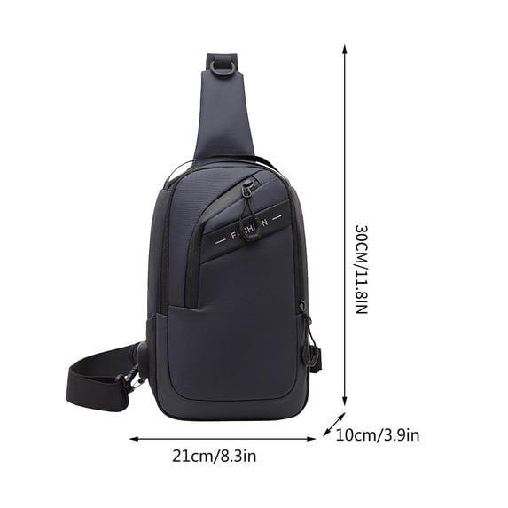 Men's Water-Resistant Chest Bag with USB Charging Port Large Capacity Crossbody Backpack for Travel Work