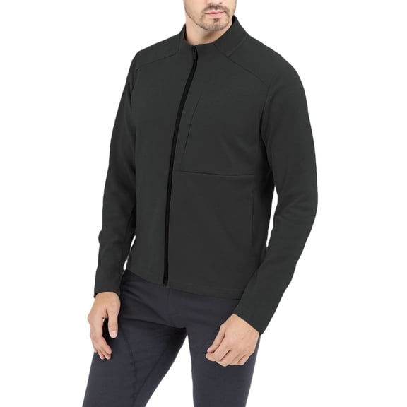 Men's Water-Resistant Softshell Jacket with Fleece Lining, Windbreaker, Adjustable Cuffs for Outdoor Hiking Black M
