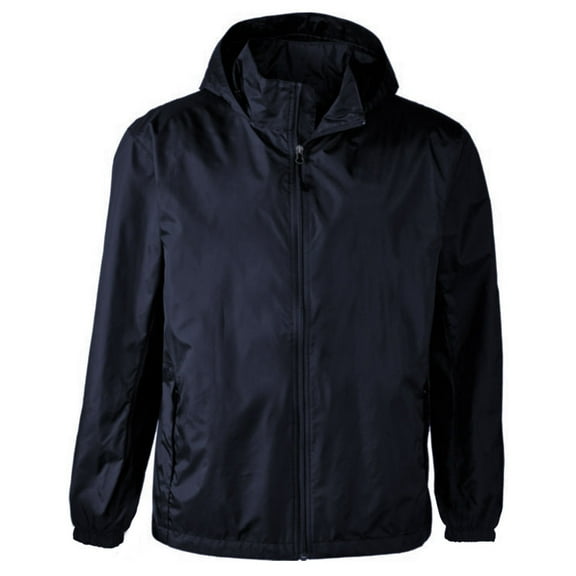 Men's Water Resistant Zip Up Hooded Lightweight Windbreaker Rain Jacket (Navy Blue,S) LAX