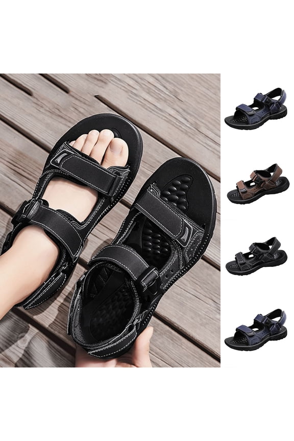 Men's Water Sandals Waterproof Arch Support Hiking Sandals Comfort PU Faux Leather Sandals Adjustable Athletic Outdoor Sandals for Summer Beach Trail Walking Size 36-45 Brown