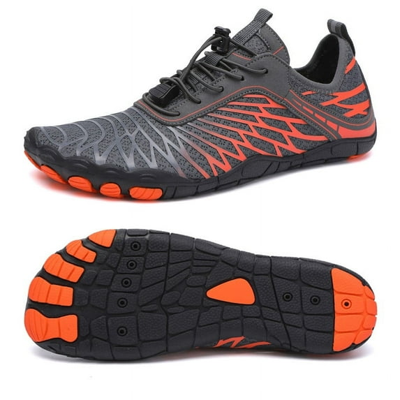 Men's Water Shoes Barefoot Beach Swim Shoes Quick Dry Hiking Aqua Shoes for Kayaking Boating Surfing, Grey Size 9.5