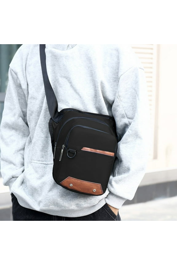 Men's Waterproof Crossbody Bag,Outdoor Sports Sling Backpack,Lightweight Chest Shoulder Bag,Travel Messenger Bag with Headphone Hole,Durable Nylon Daypack,Hands Free Hiking Bag