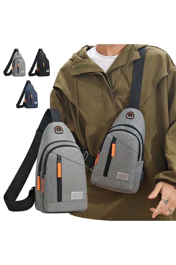 Men's Waterproof Crossbody Chest Bag - Perfect for Christmas & Winter Outdoor Activities, Multifunctional Sports & Outdoor Leisure Shoulder Bag, Durable Messenger Backpack for Daily Use, Gray