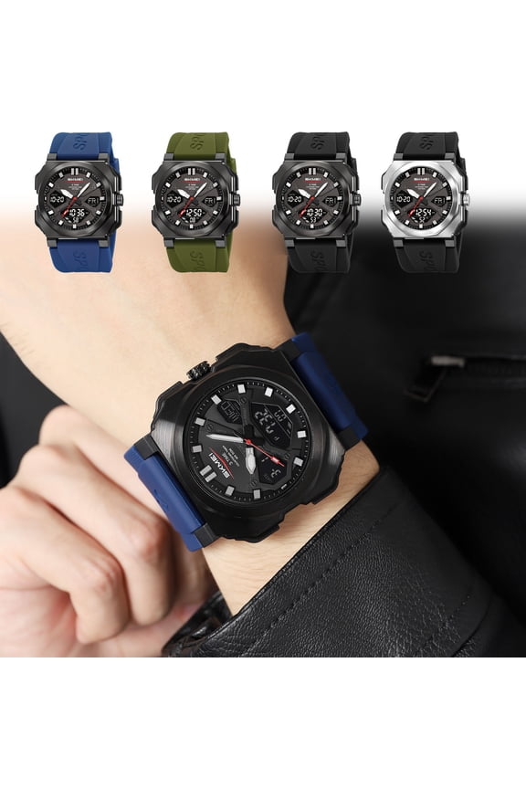 Men's Waterproof Digital Sports Watch - Luminous Display Multi-Functional Wristwatch for Hiking Camping Running Swimming All Outdoor Activities and Daily Fitness Training Routines, 2*2in, Silver