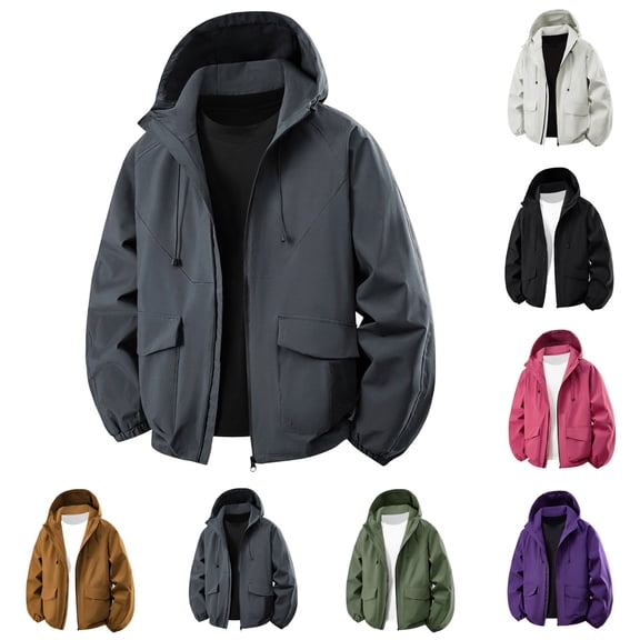 Men's Waterproof Fleece Lined Softshell Jacket – Hooded Windbreaker Rain Shell, Breathable Outdoor Outerwear for Hiking, Camping, Work & Daily Wear