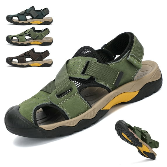 Men's Waterproof Hiking Sandals Closed Toe Water Sandals Athletic Sport Sandals for Summer Outdoor Beach Wading Boat