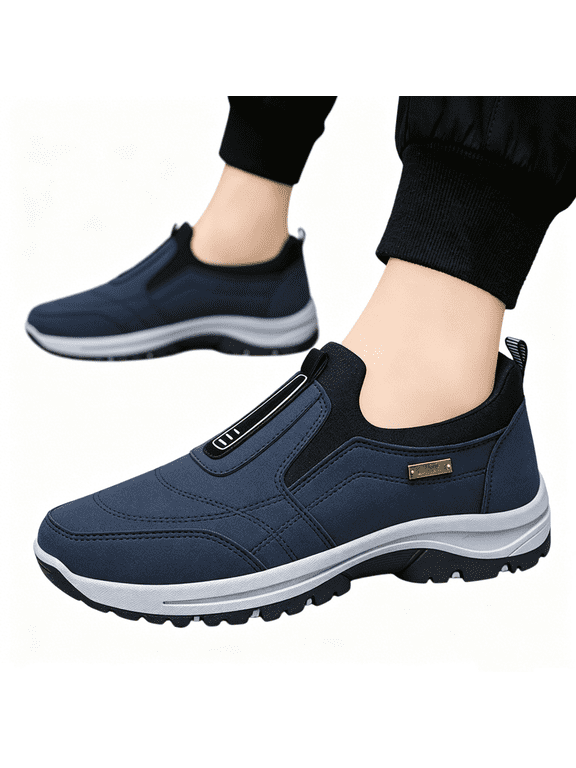 Men's Waterproof Hiking Shoes Outdoor Sneakers Arch Support Slip On Walking Trainers Lightweight Breathable Cushioned Non-Slip Rubber Sole for Trail Travel,Blue 40