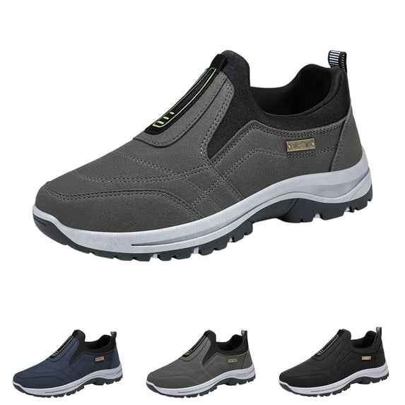 Men's Waterproof Hiking Shoes Slip On Walking Shoes Orthopedic Arch-Support Trainers - Lightweight Breathable Upper | Cushioned | Non-Slip Rubber Outsole | Outdoor Trail Gray 43
